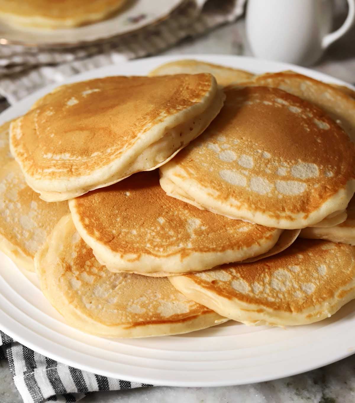 pile of fluffy egg white pancakes on a plate