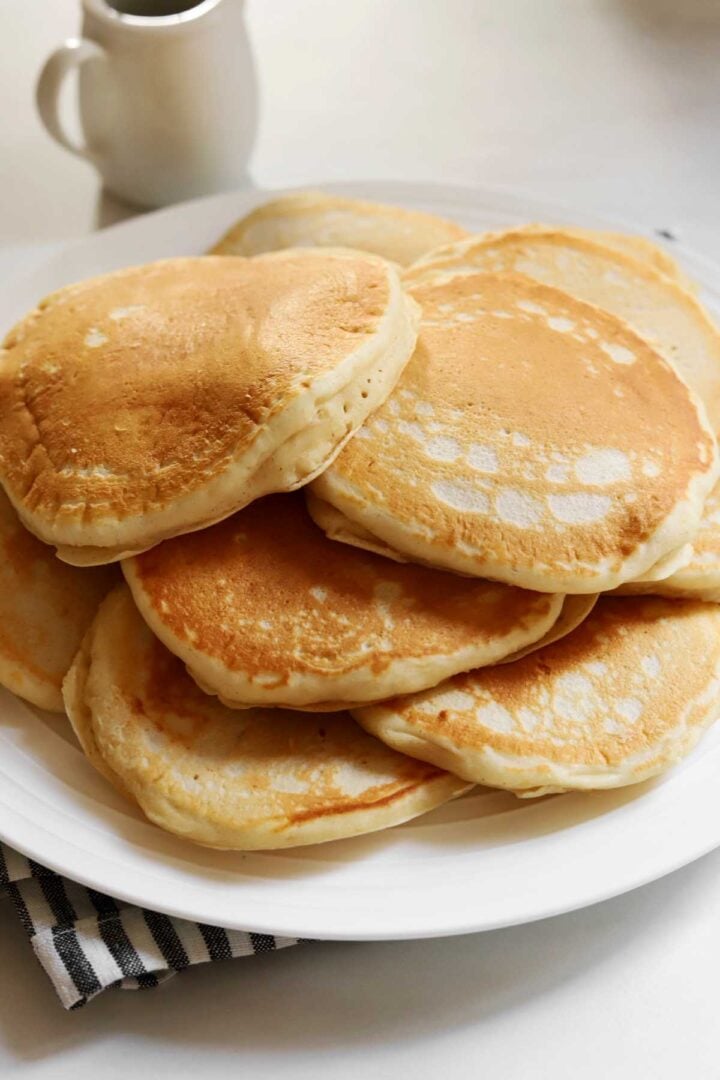 pile of fluffy egg white pancakes on a plate