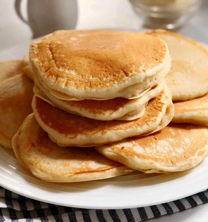 stack of fluffy egg white pancakes on a plate