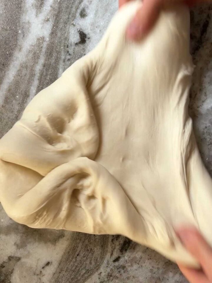 Stretch and fold the dough several times.
