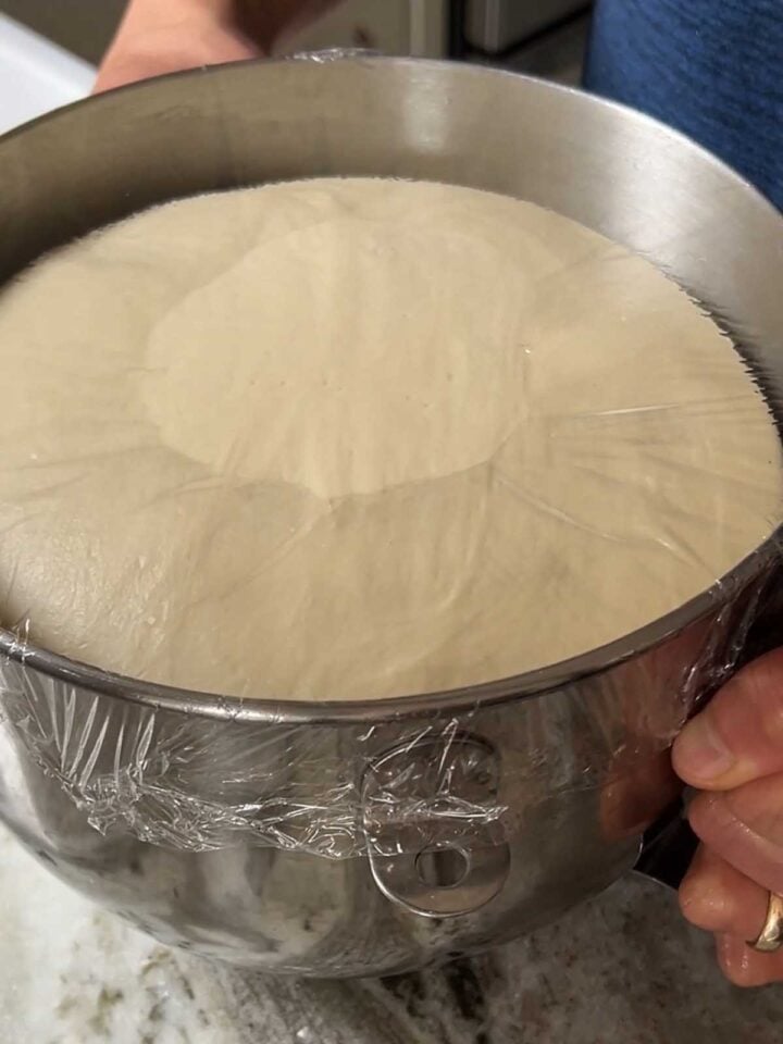 The dough will triple in size after 1.5-2 hours.