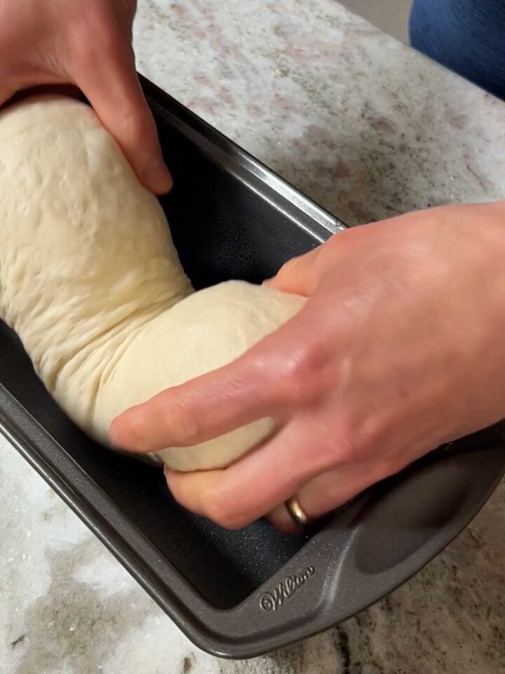 Place the log into the loaf pan.