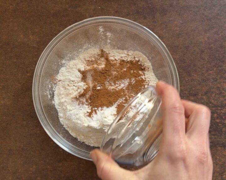 Combine dry ingredients in a separate bowl and whisk to blend evenly.