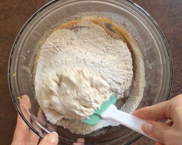 Add dry ingredients to the wet ingredients.